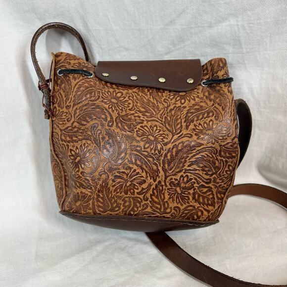 genuine soft leather floral embossed mini rucksack backpack - Picture 3 of 11